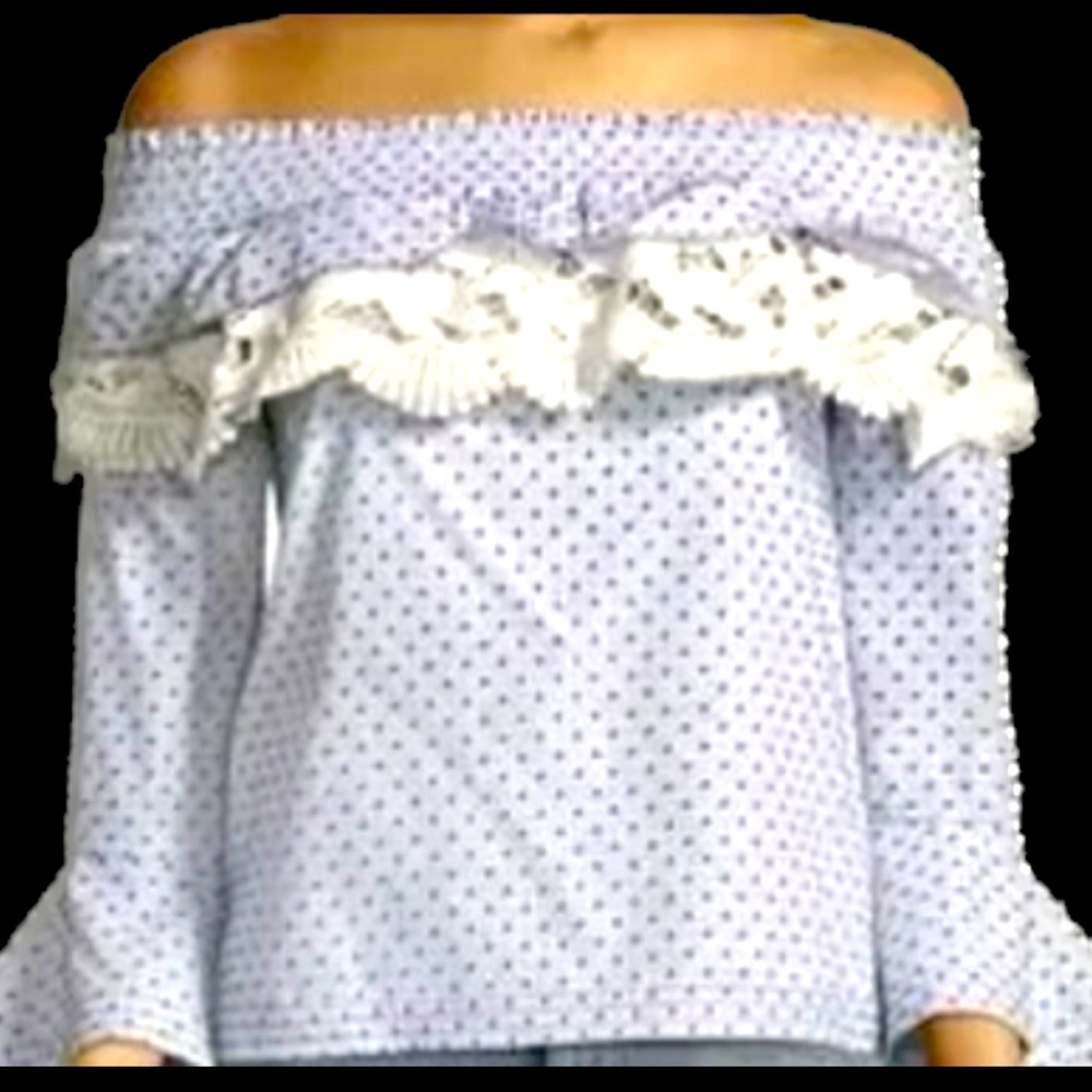 Red carter off shoulder clip dot top